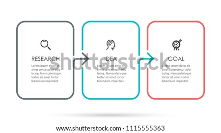 Vector Infographic thin line design with icons and 3 options or steps. Infographics for business concept. Can be used for presentations banner, workflow layout, process diagram, flow chart, info graph Royalty-Free Stock Photo #1115555363