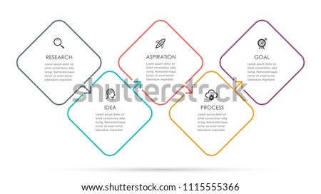 Vector Infographic thin line design with icons and 5 options or steps. Infographics for business concept. Can be used for presentations banner, workflow layout, process diagram, flow chart, info graph Royalty-Free Stock Photo #1115555366
