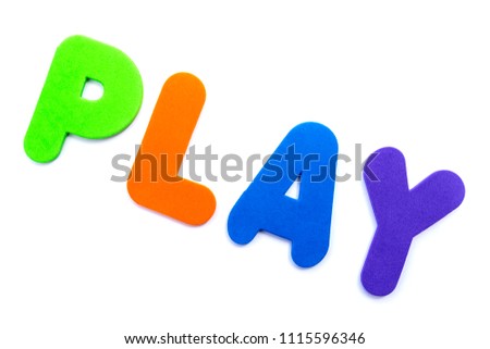 The word PLAY spelt in multi-coloured letters.