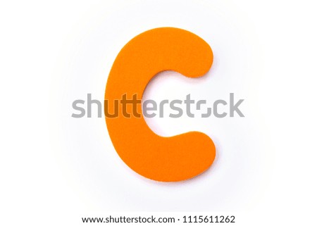 Orange letter C over a white background.
