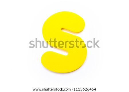 Yellow Letter S over a white background.