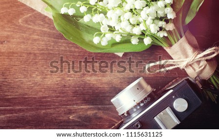 Bouquet of lilies of the valley on a table