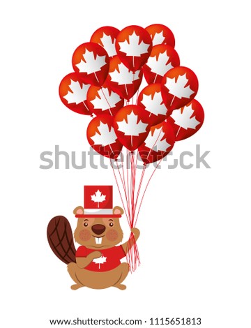 beaver of canada with balloon helium isolated icon