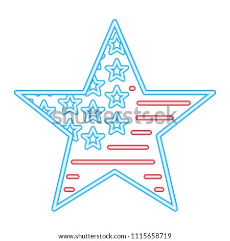 american flag in star symbol neon design
