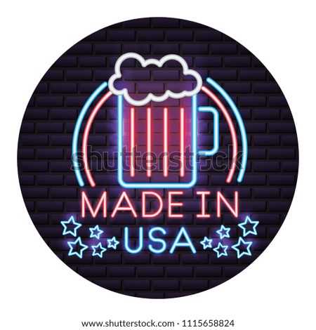 cold beer made in usa emblem neon on wall