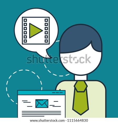 businessman character email and talk video digital marketing