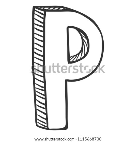 Vector Doodle Sketch Illustration - The Letter P