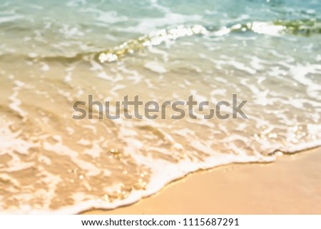 Soft focus blue sea water  and brown sand beach  summer nature wallpaper relax photo background