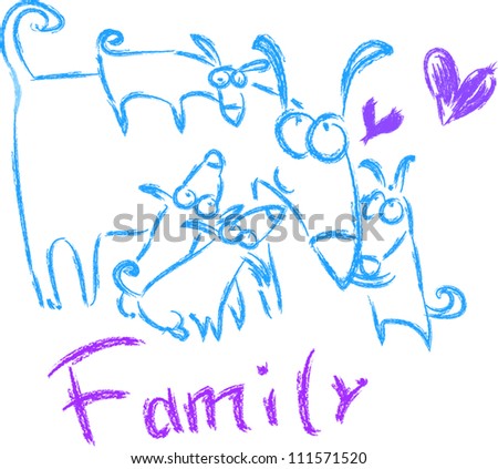 Family of dogs/Illustration Featuring a Family of Dogs