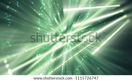 abstract green background. fractal explosion star with gloss and lines. illustration beautiful.