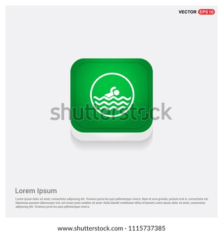 Swimming IconGreen Web Button - Free vector icon