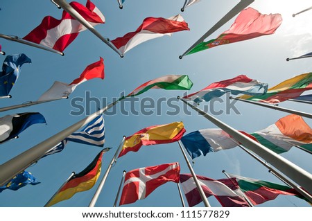 Flags of European States Royalty-Free Stock Photo #111577829