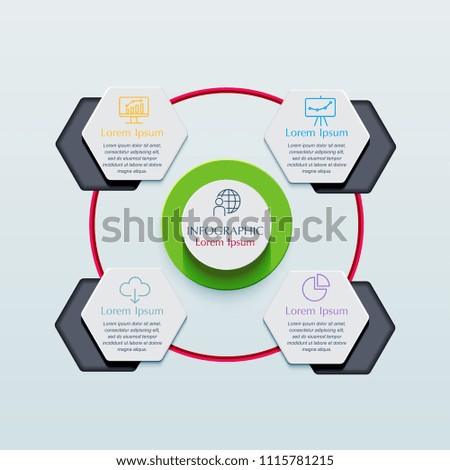 Business infographic template presentation template. Elements digital corporate finance concept chart with 4 options, step or processes. Template for brochure, web process diagram, workflow, banner
