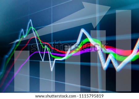 Stock market graph analysis for finance investment. Stock exchange market chart background.
