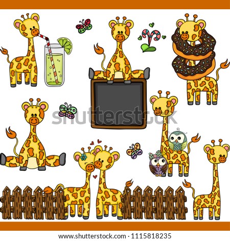 Giraffe set digital elements