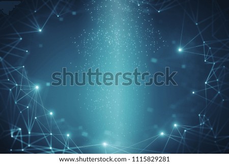 Creative glowing blue polygonal wallpaper. Science and technology concept. 3D Rendering 