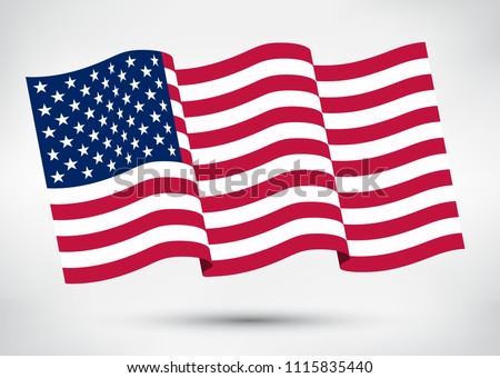 American flag.Wavy flag of USA.