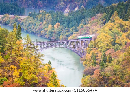 Tadami line at Mishima town , Fukushima in autumn