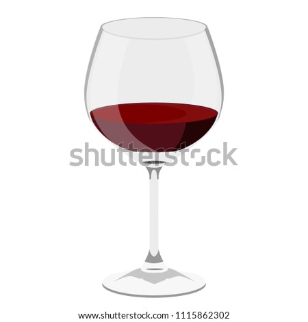 Vector illustration transparent wineglass with red wine