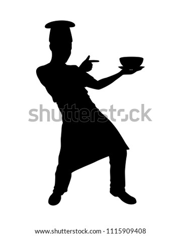 Chef is cooking silhouette vector