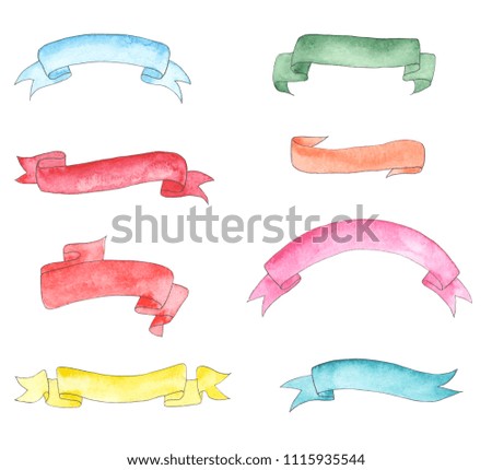 Watercolor color ribbons set