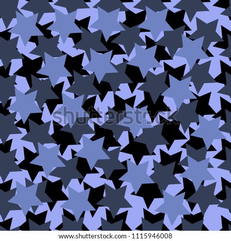 Seamless camouflage pattern. Star blue color. Vector illustration.