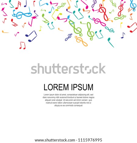 Hand Drawn Music Notes Vector Background. Musical Pattern with Place for Text