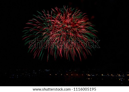 Beautiful firework from water display for celebration in Thailand.