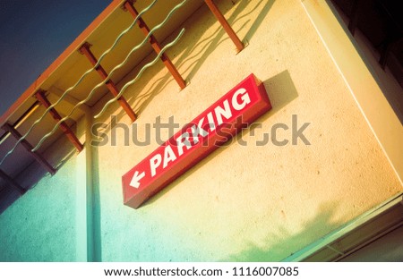Retro Parking sign on wall