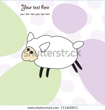 Cute card design with fun sheep. vector illustration