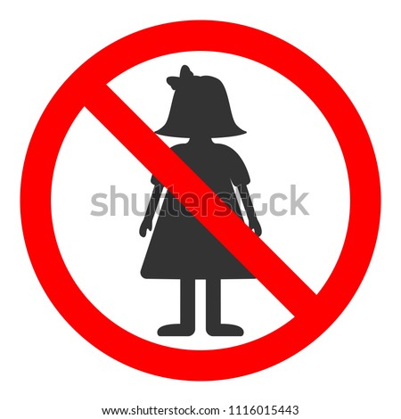 NO GIRLS sign. Female child forbidden. Vector illustration.