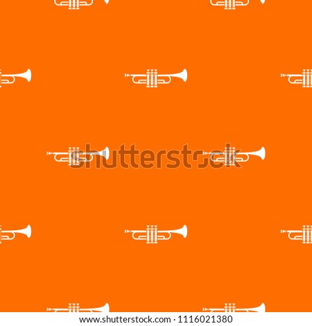 Brass trumpet pattern repeat seamless in orange color for any design. geometric illustration