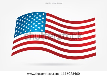 Abstract American flag on white background. Vector illustration.