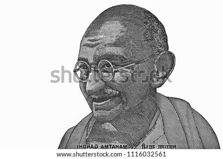 Mahatma Gandhi, Portrait from Banknotes. 