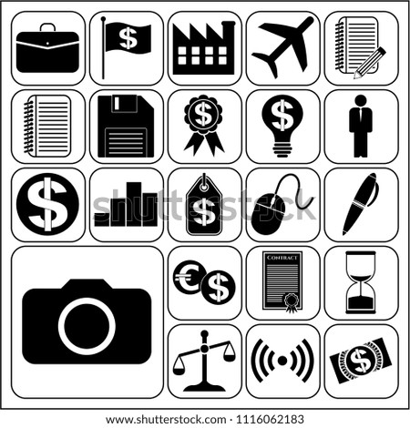 Set of 22 business symbols of icons. Collection. Detailed design. Vector Illustration.