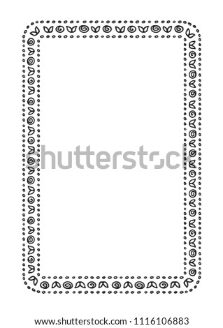 Hand drawn border isolated on white background. Design element for photo frames, branding, greeting cards and home decor.