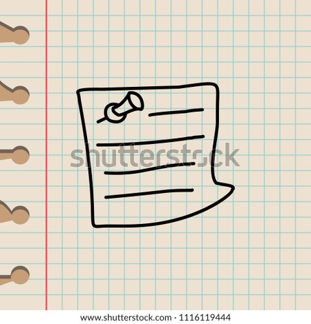piece of paper with a pin sketch icon. Element of education icon for mobile concept and web apps. Outline piece of paper with a pin sketch icon can be used for web and mobile on school notebook