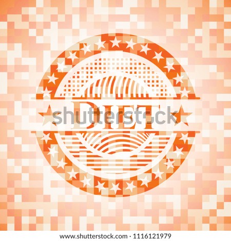 Diet orange mosaic emblem with background
