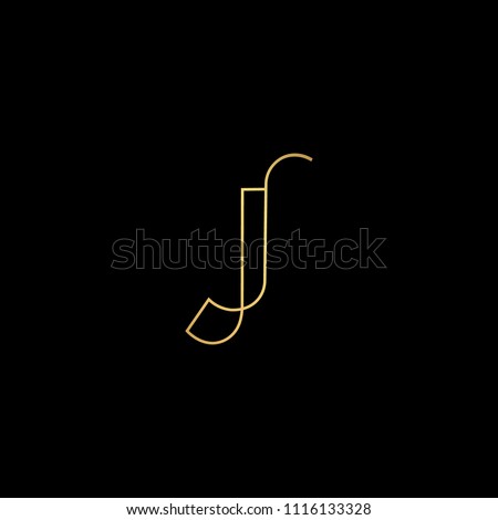 Initial letter J JJ minimalist art monogram shape logo, gold color on black background Royalty-Free Stock Photo #1116133328