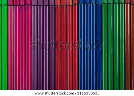 Set of color felt-tip pens on a white background