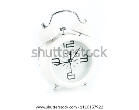 White Retro clock an vintage style, isolated on white background