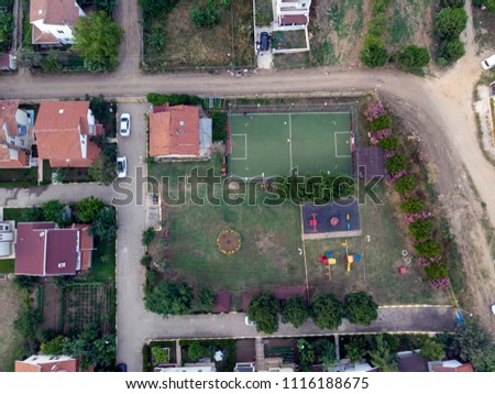 Droneview football area at sunny day in istanbul Turkey