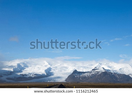 Landscape Vatnajokull park Skaftafellsjokull glacier in winter Iceland