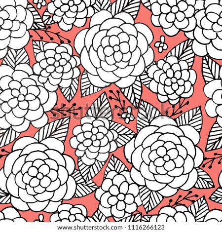 Cute doodle seamless pattern with roses