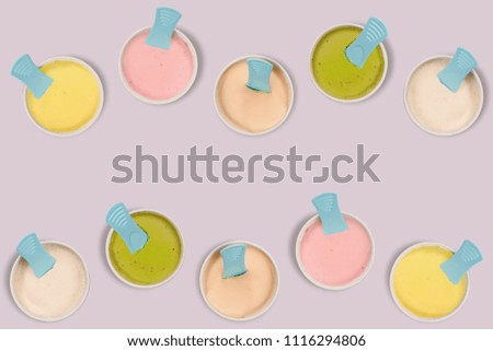 Creative photo of colorful ice cream on a bright background