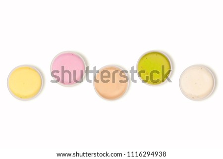 Creative photo of colorful ice cream on a white background
