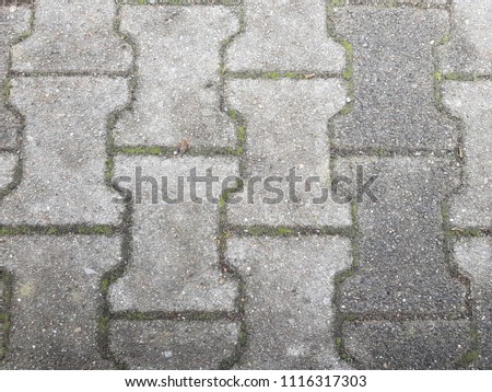 Wet paving blocks after the rain in the city