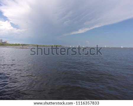 Lake Michigan in Milwaukee converging with skyline