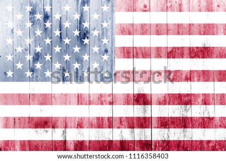 USA flag painted on old wood