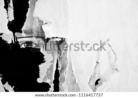 Old grunge ripped torn vintage collage blank posters creased crumpled paper surface texture background placard space for text